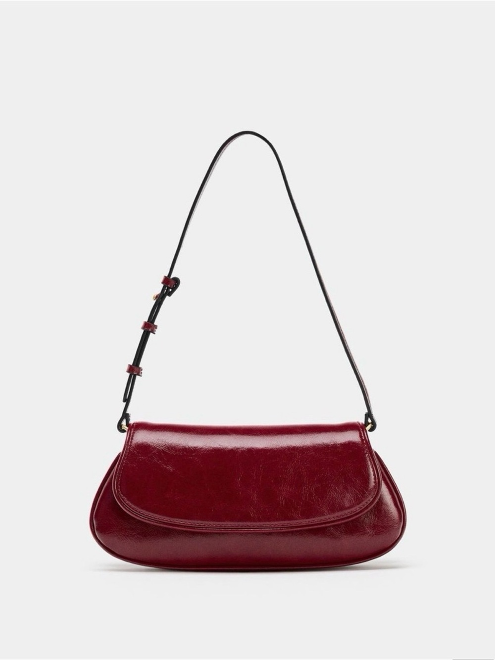 ZARA Patent Leather Shoulder Bag in Dark Cherry NWT